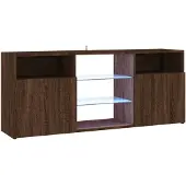 vidaXL TV-bänk med LED-belysning brun ek 120x30x50 cm