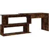 vidaXL Hörnskrivbord rökfärgad ek 200x50x76 cm konstruerat trä