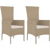 vidaXL Trädgårdsstolar med dynor 2 st konstrotting beige