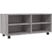 vidaXL Tv-bänk med hjul grå sonoma 90x35x35 cm konstruerat trä