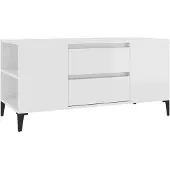 vidaXL Tv-bänk vit högglans 102x44,5x50 cm konstruerat trä