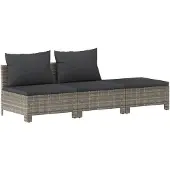vidaXL Trädgårdsmöbelset 3 st med kuddar Grå Hartsvävd, Trädgårdsmöbelset, Outdoor Lounge Set, Set med 362692