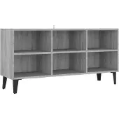 vidaXL Tv-bänk med metallben grå sonoma 103,5x30x50 cm