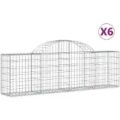 vidaXL Gabioner bågformade 6 st 200x30x60/80 cm galvaniserat järn
