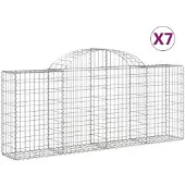 vidaXL Gabioner bågformade 7 st 200x30x80/100 cm galvaniserat järn