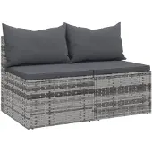 vidaXL Garden Center soffor och kuddar 2st grå hartsrotting 362333