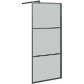 vidaXL Duschvägg 90x195cm halvfrostat ESG-glas svart