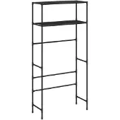 vidaXL Hylla för tvättmaskin med 2 hyllplan svart 69x28x143 cm järn