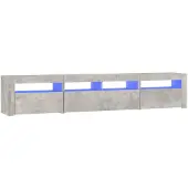 vidaXL Tv-bänk med LED-belysning betonggrå 210x35x40 cm