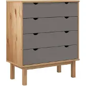 vidaXL Byrå OTTA brun&grå 76,5x39,5x90cm massiv furu