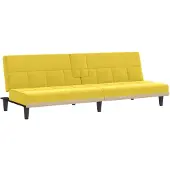 vidaXL Sängsoffa med kopphållare ljusgul tyg 351867