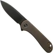 We Knife Elementum fällkniv, black stonewash, bronze