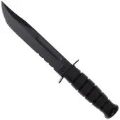 Ka-Bar USMC 1214 partly serrated, Kraton, kydex sheath