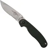 Ontario RAT-1 fällkniv, svart/satin, tandad