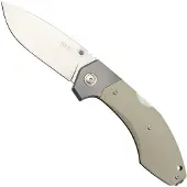 MKM Knives MKM Hero Stonewashed, Tan G10, Titanium Bolsters, pocket knife