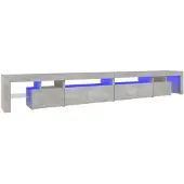 vidaXL Tv-bänk med LED-belysning betonggrå 290x36,5x40 cm
