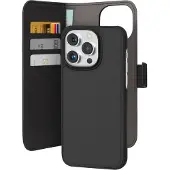 Puro Wallet Avtagbart MagSafe 2in1 PU-läderfodral med flik och plånbok för iPhone 15 Pro - Svart
