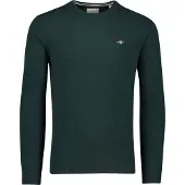 Gant för män. 87211 Rundhalsad tröja i mycket fin grön fårull (3XL), Casual, Marino
