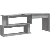 vidaXL Hörnskrivbord grå sonoma 200x50x76 cm konstruerat trä