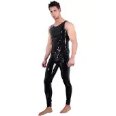 Late X Latex Jumpsuit utan Ärmar Män - Svart - XL - Svart