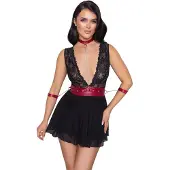 Cottelli collection Bondage Babydoll med Fasthållning - Svart - XL - Svart