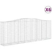 vidaXL Gabioner bågformade 6 st 400x50x140/160 cm galvaniserat järn
