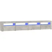 vidaXL Tv-bänk med LED-belysning betonggrå 240x35x40 cm