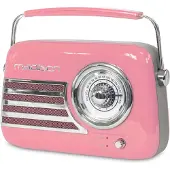 Madison retro radio med Bluetooth och FM (Rosa)