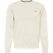 Gant för män. 8030561 Klassisk beige bomullströja med rund halsringning (XXL), Casual, Lång ärm