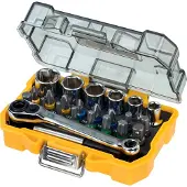 DeWalt - Sats med skruvmejselbits och hylsor - 24 delar - torx, phillips, pozidriv, hex - 6 mm, 7 mm, 8 mm, 10 mm, 11 mm, 13 mm - hexagonalt