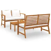 vidaXL Loungegrupp med dynor 3 delar massivt akaciaträ