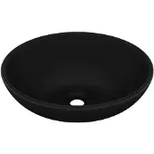 vidaXL Lyxigt ovalt handfat matt svart 40x33 cm keramik
