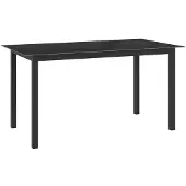 vidaXL Trädgårdsbord svart 150x90x74 cm aluminium och glas