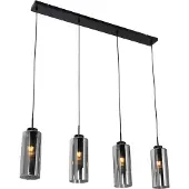 QAZQA Art Deco Hänglampa Svart med Rökglas 4-ljus - Laura