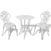 vidaXL Balkong Bistro Set 3st Gjuten aluminium Vit Balkong Trädgårdsmöbler 42165