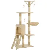vidaXL Katt Klösträd med klöspelare i sisal 138 cm beige