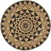 vidaXL Handgjord Matta, Jute, Svart Tryck, 150 Cm