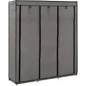 vidaXL Garderob med fack och stänger grå 150x45x175 cm tyg
