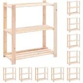 vidaXL Förvaringshylla 3 hyllor 10 st 80x38x90 cm massiv furu 150 kg