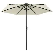 vidaXL Parasoll med LEDs och aluminiumstång 270 cm sandvit