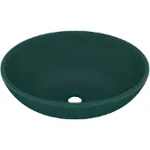 vidaXL Lyxigt ovalt handfat matt mörkgrön 40x33 cm keramik