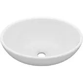vidaXL Lyxigt ovalt handfat matt vit 40x33 cm keramik