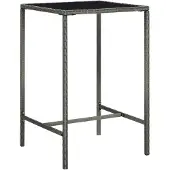vidaXL Barbord för trädgård grå 70x70x110 cm konstrotting och glas