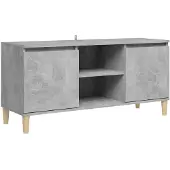 vidaXL TV-bänk med massiva ben betonggrå 103,5x35x50 cm