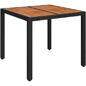 vidaXL Trädgårdsbord med träskiva svart 90x90x75 cm konstrotting