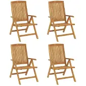 vidaXL Fällbara fåtöljer 4 st massivt trä i teak