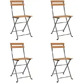 vidaXL 319980 hopfällbara bistrostolar 4 st massiv teak trä och stål