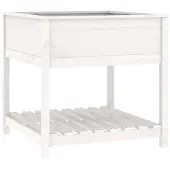 vidaXL Odlingslåda med hylla vit 82,5x82,5x81 cm massiv furu