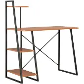 vidaXL Skrivbord med hyllenhet svart och brun 102x50x117 cm