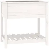 vidaXL Odlingslåda med hylla vit 82,5x54x81 cm massiv furu